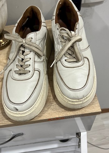 Derimod Ekru Deri Sneaker Hakiki Deri