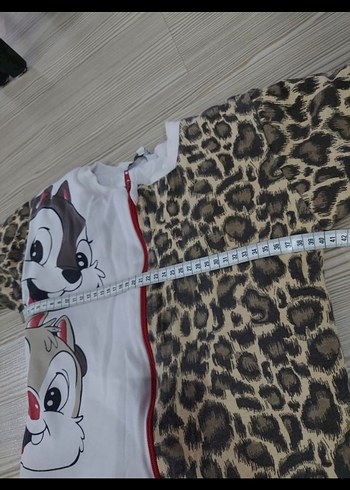 2 Yaş Beden Leopar Desenli Bebek Tulum, Fermuarlı, Uzun Kollu