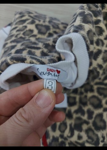 Civil Leopar Desenli Bebek Tulum, Fermuarlı, Uzun Kollu