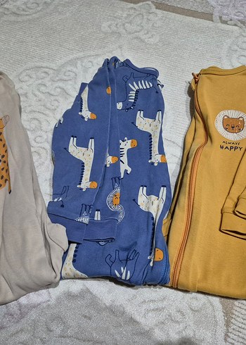LC Waikiki Erkek Bebek Baskılı Fermuarlı Tulum 3lü set
