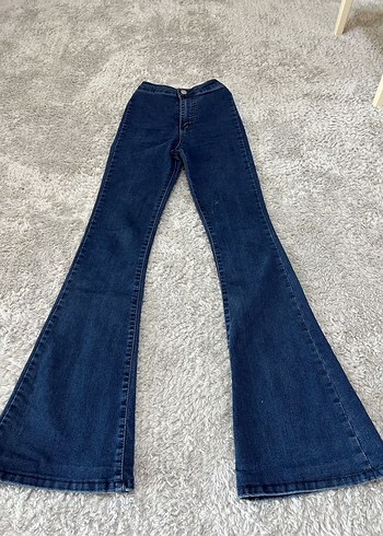Kadın Mavi Denim İspanyol Paça Flare Jean