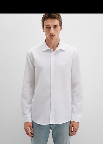 Mavi markası, Beyaz Keten Regular Fit Erkek Gömlek - Görsel 2