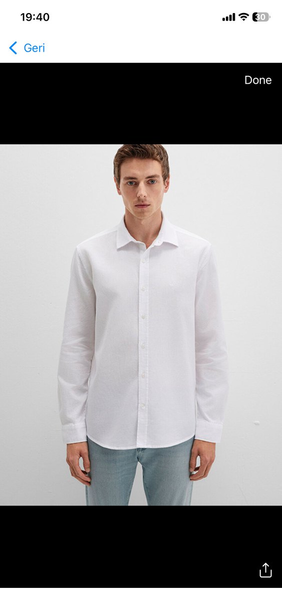 Mavi markası, Beyaz Keten Regular Fit Erkek Gömlek - Görsel 2