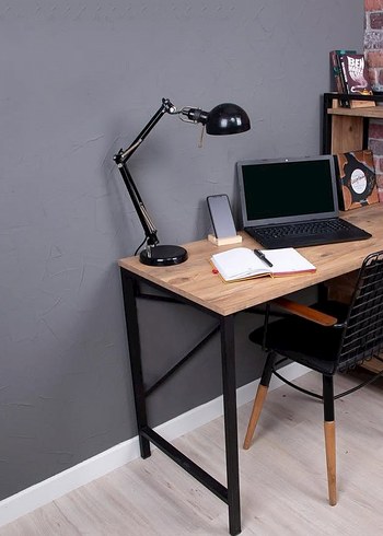 Diğer Kitaplıklı Metal Ayaklı Kahverengi Çalışma Masası