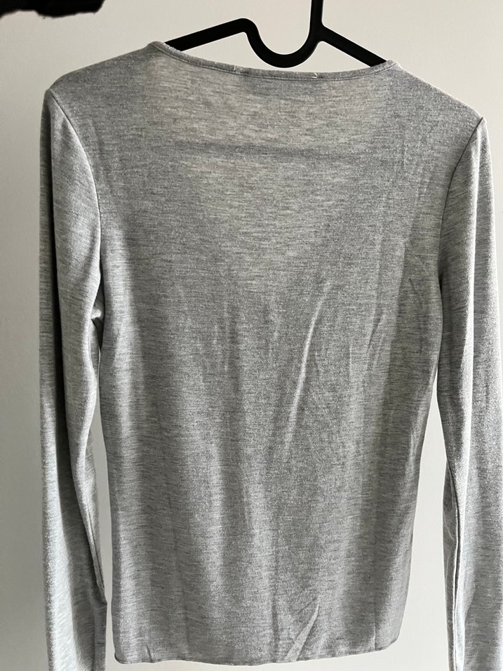 Gri V Yakalı Kadın Crop Top - Görsel 3