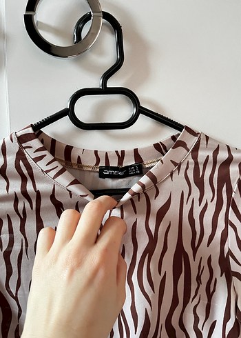 Zebra Desenli Uzun Kollu Crop Bluz - Görsel 2