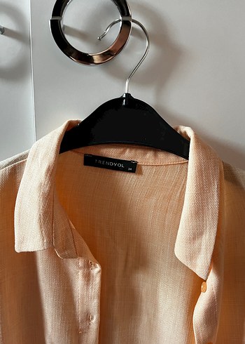 Bej Kadın Keten Gömlek - Görsel 2