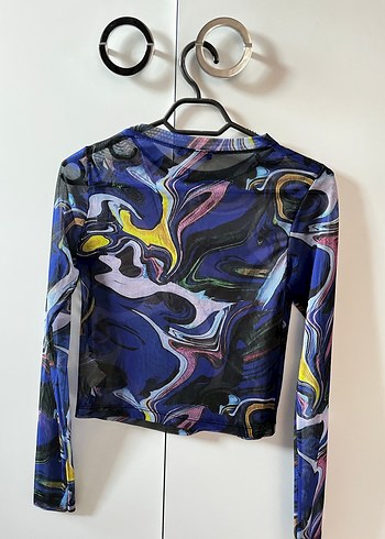 Kadın Çok Renkli Uzun Kollu Drapeli Bluz - Görsel 3