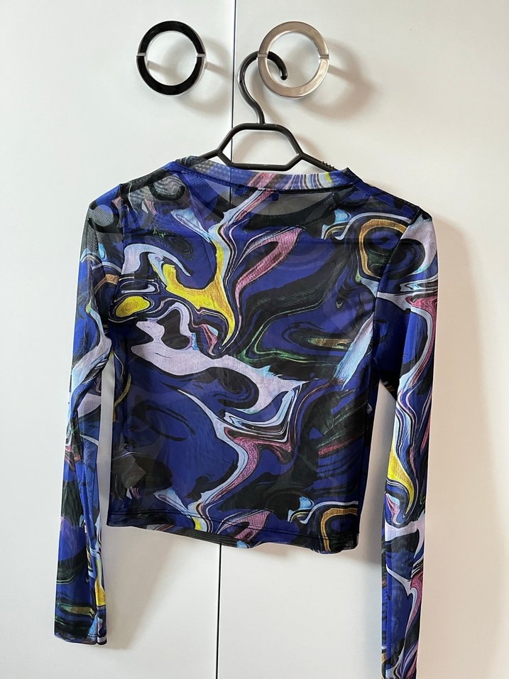 Kadın Çok Renkli Uzun Kollu Drapeli Bluz - Görsel 3