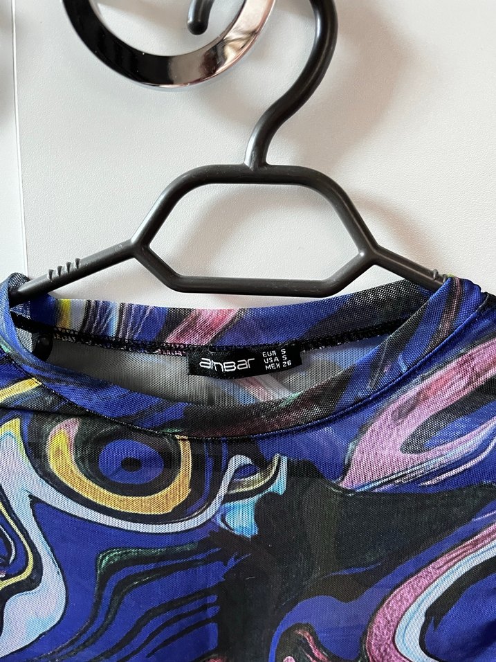 Kadın Çok Renkli Uzun Kollu Drapeli Bluz - Görsel 2