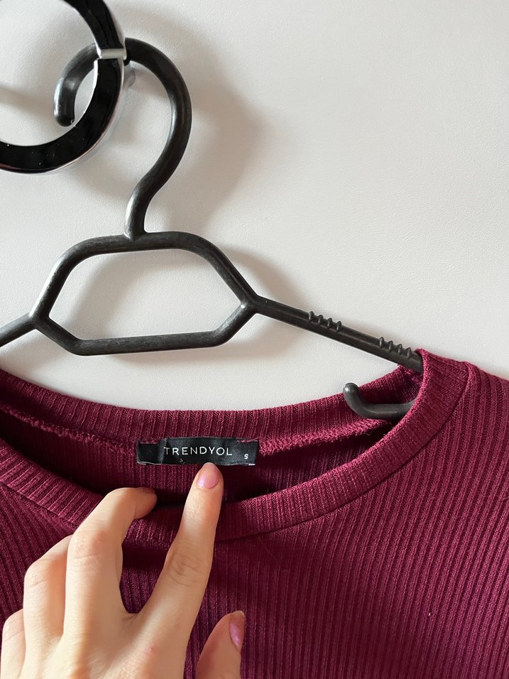 Bordo Triko Kadın Midi Elbise - Görsel 2