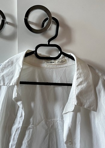 Beyaz Keten Kadın Gömlek, Bol Kesim, Uzun Kollu - Görsel 2