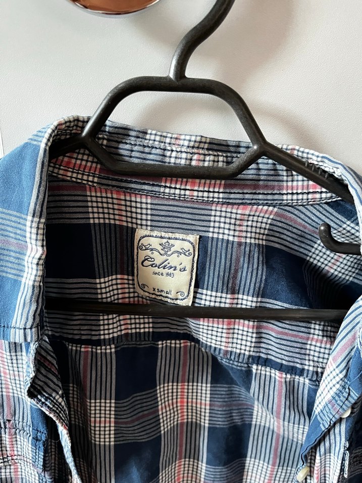 Kadın Mavi Kareli Uzun Kollu Gömlek - Görsel 2