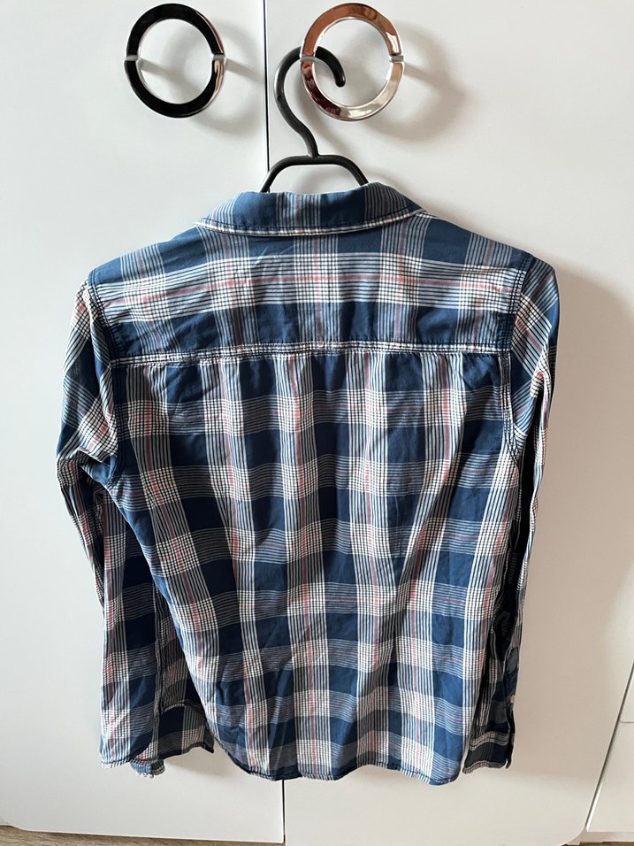 Kadın Mavi Kareli Uzun Kollu Gömlek - Görsel 3