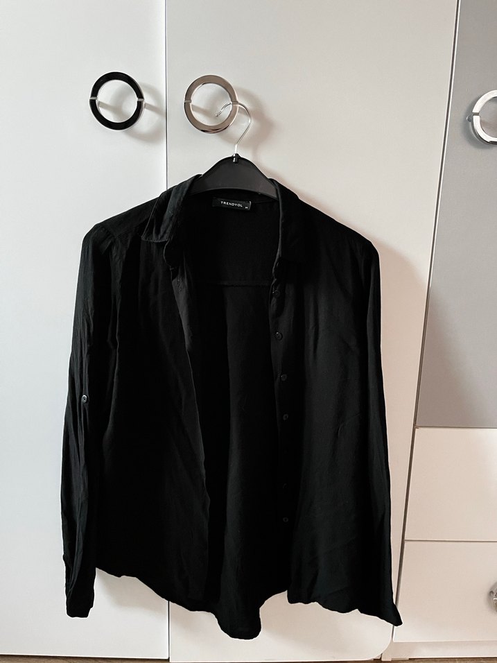 Siyah Kadın Uzun Kollu Gömlek - Görsel 2