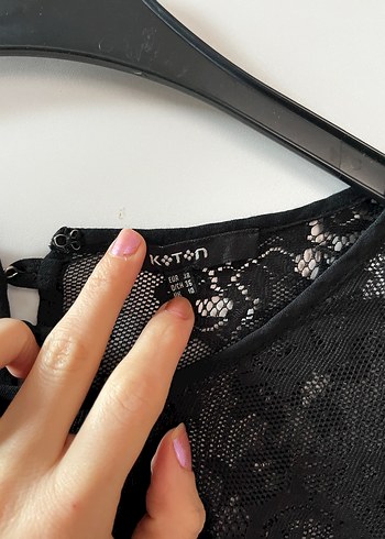 Dantel Detaylı Siyah Uzun Kollu Kadın Bluz - Görsel 2