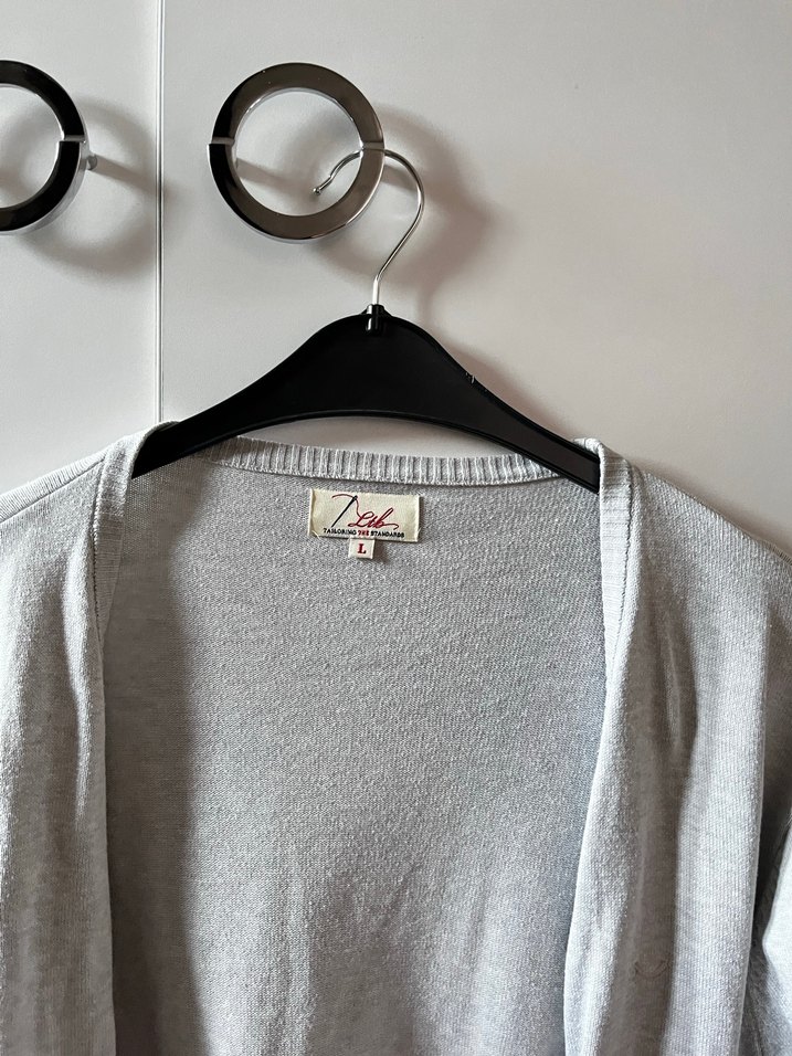 Gri Uzun Kollu Örgü Kadın Hırka - Görsel 2