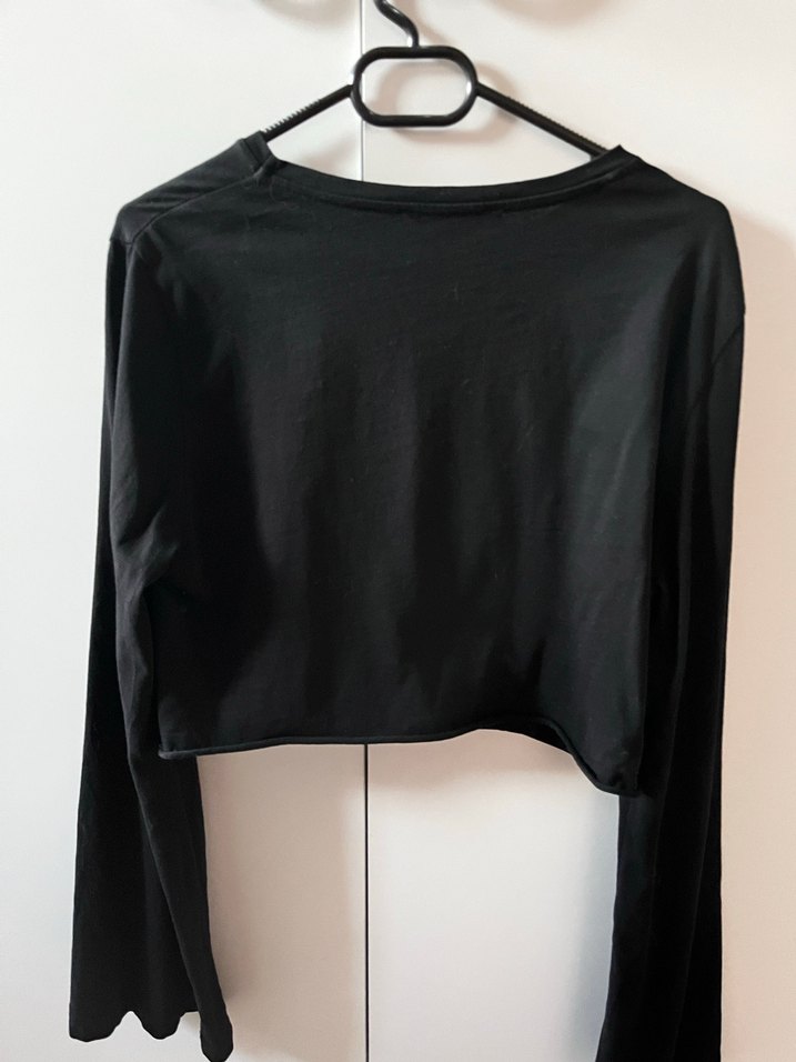 Siyah Uzun Kollu Salaş Keten Bluz - Görsel 3