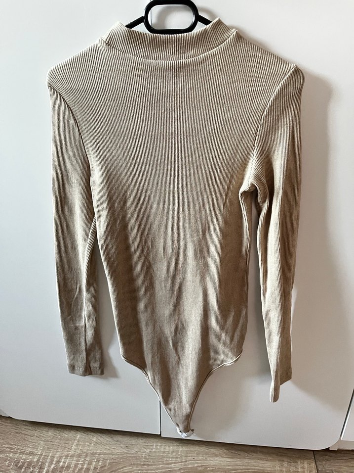 Bej Yüksek Yakalı Triko Kadın Bluz - Görsel 4