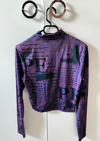 Mor Baskılı Dik Yakalı Kadın Bluz - Görsel 3