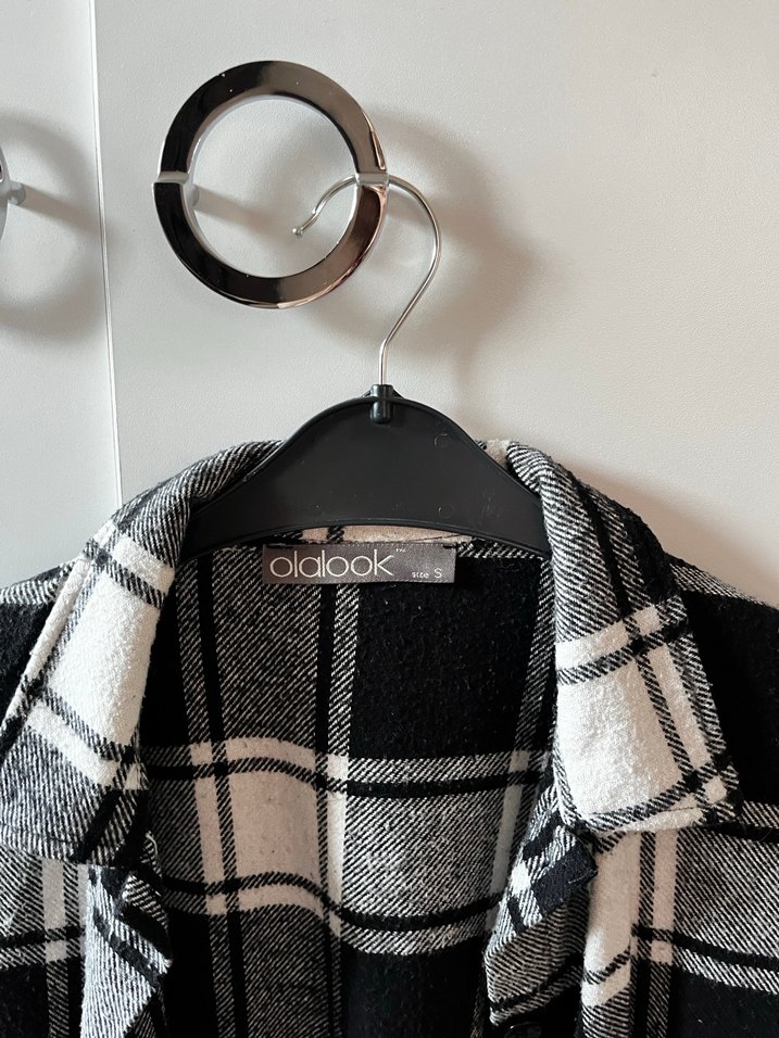 Gri Ekose Uzun Kollu Kadın Gömlek - Görsel 2