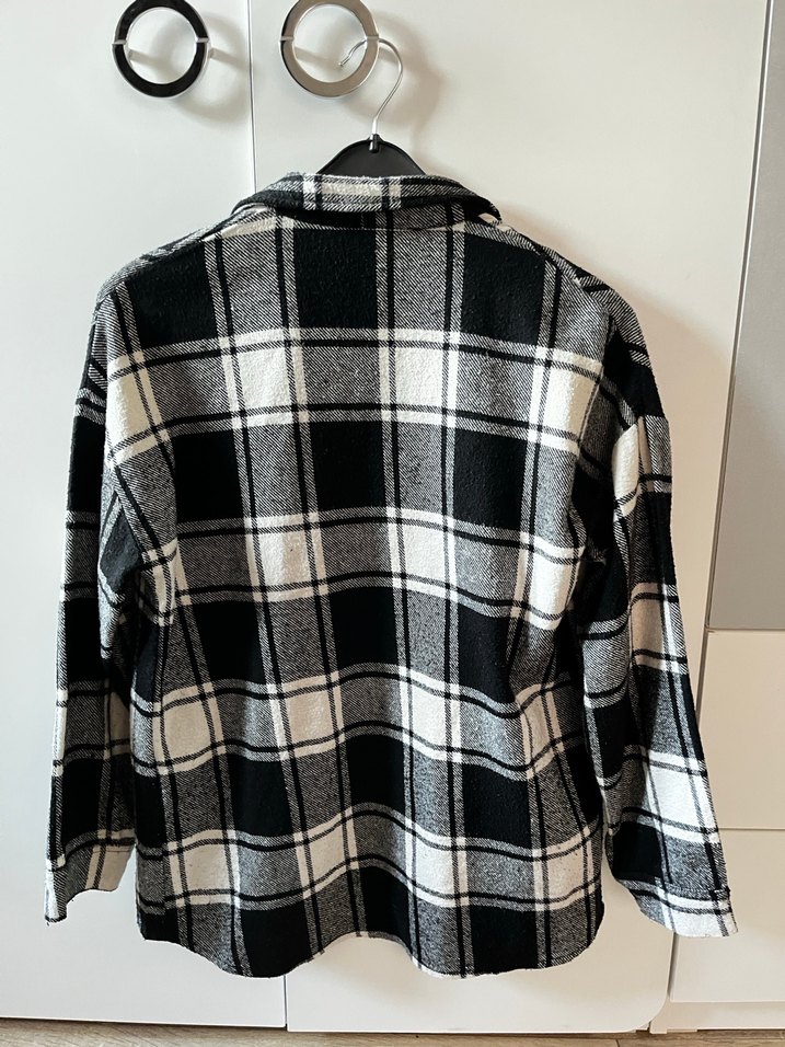 Gri Ekose Uzun Kollu Kadın Gömlek - Görsel 3