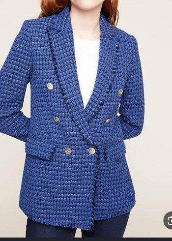 Zara Mavi Tuvit Cift Sirali Blazer Ceket
