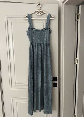 Gri Uzun Askılı Kadın Elbise - Görsel 2