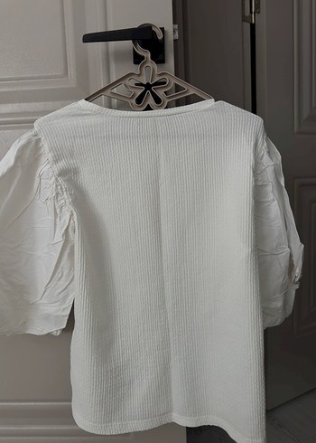 Beyaz Keten Kadın Bluz - Görsel 3