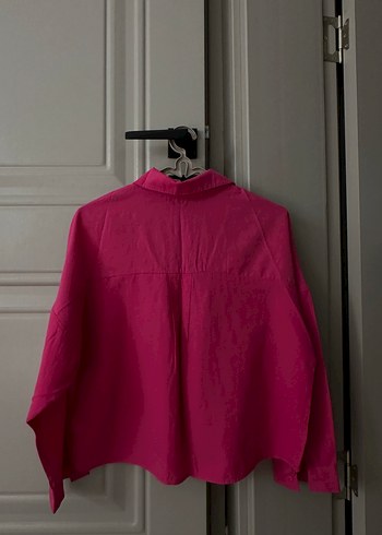 Düğmeli Koyu Pembe Keten Gömlek - Görsel 2