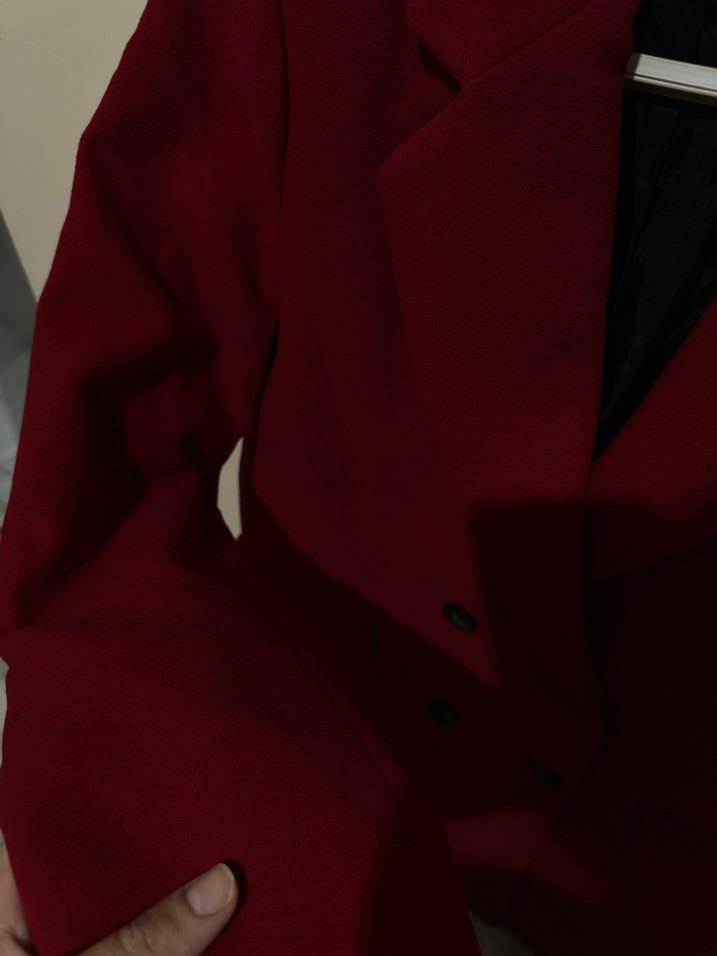 Kırmızı Midi Kadın Kaban - Görsel 4