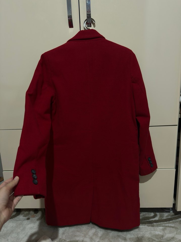 Kırmızı Midi Kadın Kaban - Görsel 2