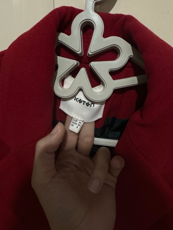 Kırmızı Midi Kadın Kaban - Görsel 3