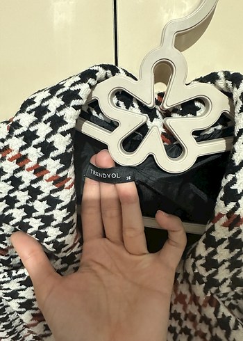 Kadın Siyah Ekose Tokalı Blazer Ceket - Görsel 4