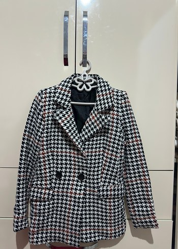 Kadın Siyah Ekose Tokalı Blazer Ceket - Görsel 2