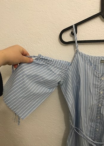 Diğer Çizgili, Askılı, Kemerli Mini Elbise