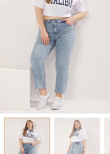 44 Beden mavi Renk Açık Mavi Kadın Denim Pantolon