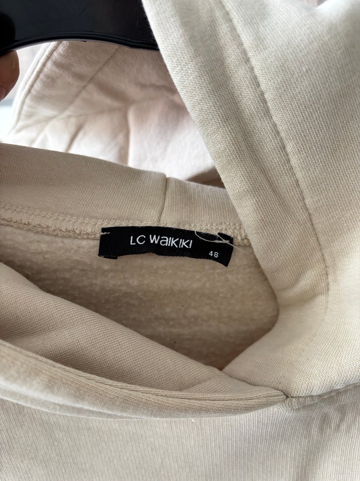 Bej Kadın Kapüşonlu Sweatshirt - Görsel 3