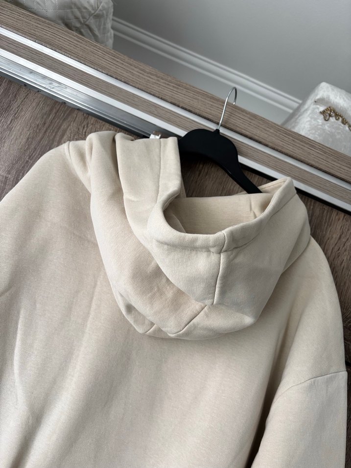 Bej Kadın Kapüşonlu Sweatshirt - Görsel 2