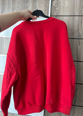 Kırmızı Baskılı Oversize Sweatshirt - Görsel 4