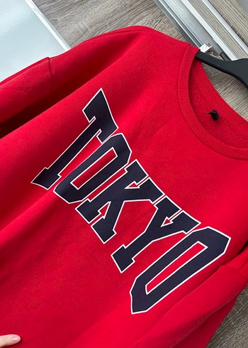 Kırmızı Baskılı Oversize Sweatshirt - Görsel 2