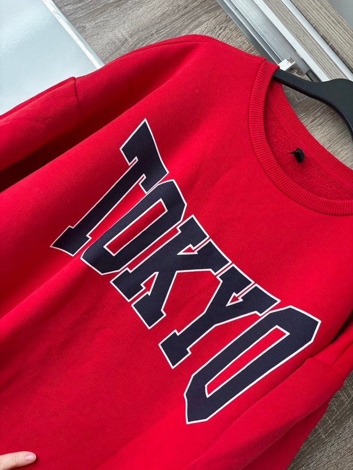 Kırmızı Baskılı Oversize Sweatshirt - Görsel 2