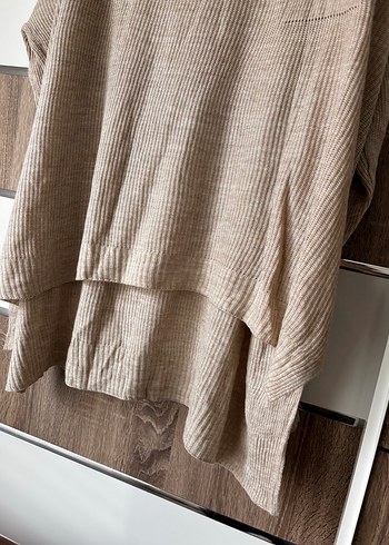 Bej Kadın Uzun Triko Boğazlı Kazak - Görsel 2