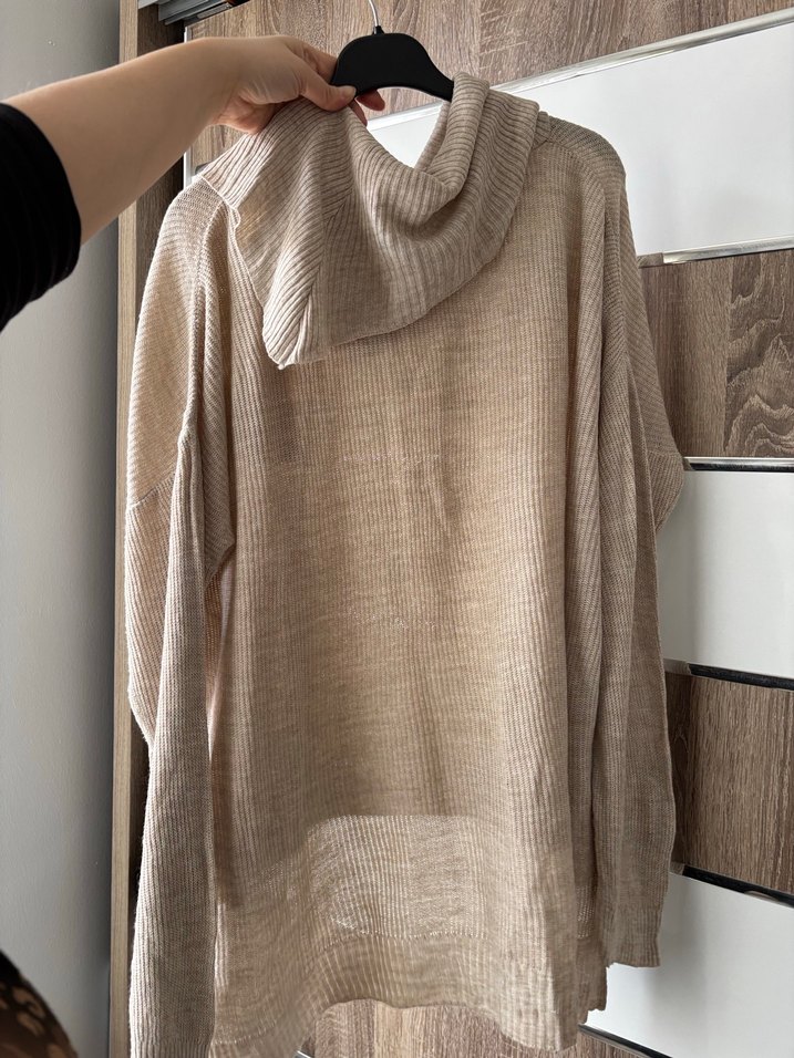 Bej Kadın Uzun Triko Boğazlı Kazak - Görsel 3