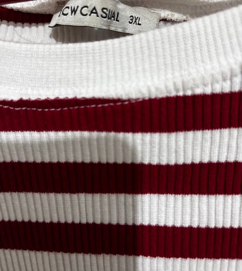 Bordo Beyaz Çizgili Kadın Triko Kazak - Görsel 3