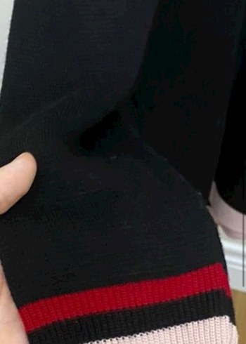 İnci Düğmeli Siyah Uzun Kadın Hırka - Görsel 4