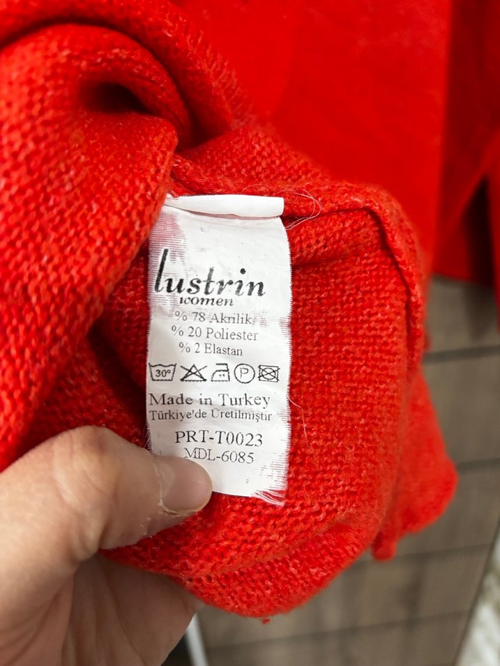 Kırmızı Kadın Uzun Kollu Triko Kazak - Görsel 4