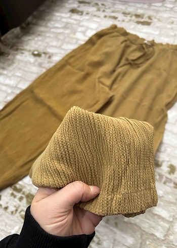 Kadın Kahverengi Bol Kesim Keten Pantolon - Görsel 3