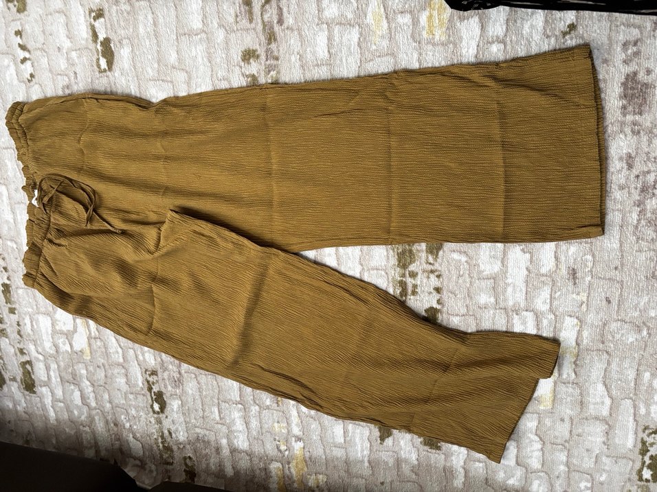 Kadın Kahverengi Bol Kesim Keten Pantolon - Görsel 4