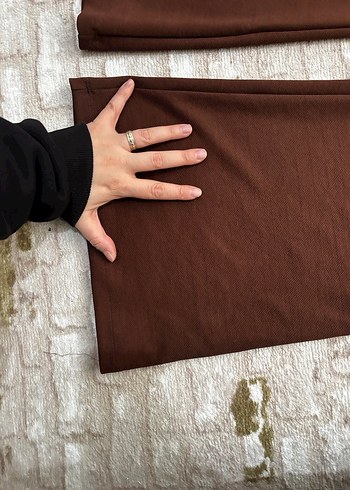 Kadın Kahverengi Bol Kesim Uzun Pamuklu Pantolon - Görsel 3